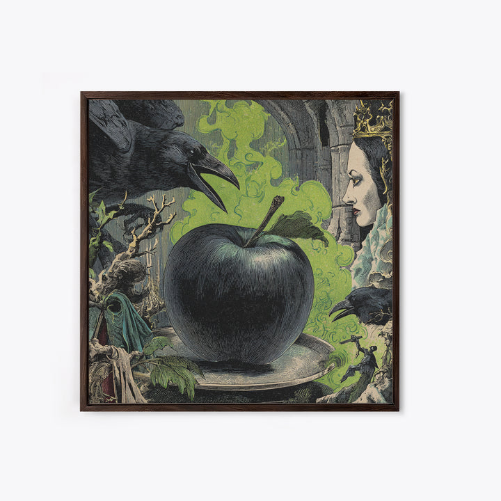 The Poisoned Apple, Symbolist Etching Art, Square Wall Art, Dark Fantasy Wall Art, Canvas Print, Halloween Wall Art, Gothic Home Decor
