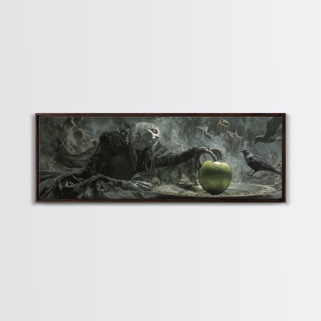 The Poisoned Apple, Expressionist Nightmare Art, Extra Wide Wall Art, Gothic Horror Wall Art, Framed Canvas Print, Halloween Wall Art