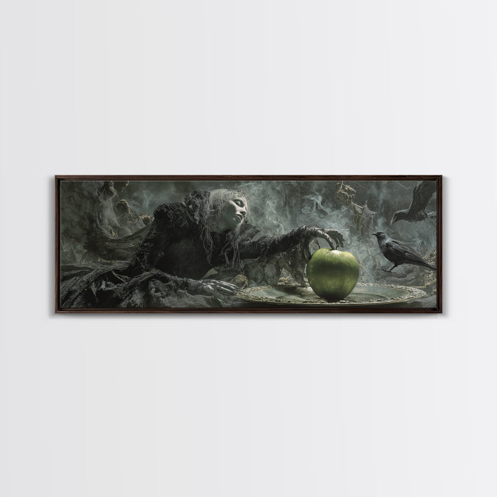 The Poisoned Apple, Expressionist Nightmare Art, Extra Wide Wall Art, Gothic Horror Wall Art, Framed Canvas Print, Halloween Wall Art