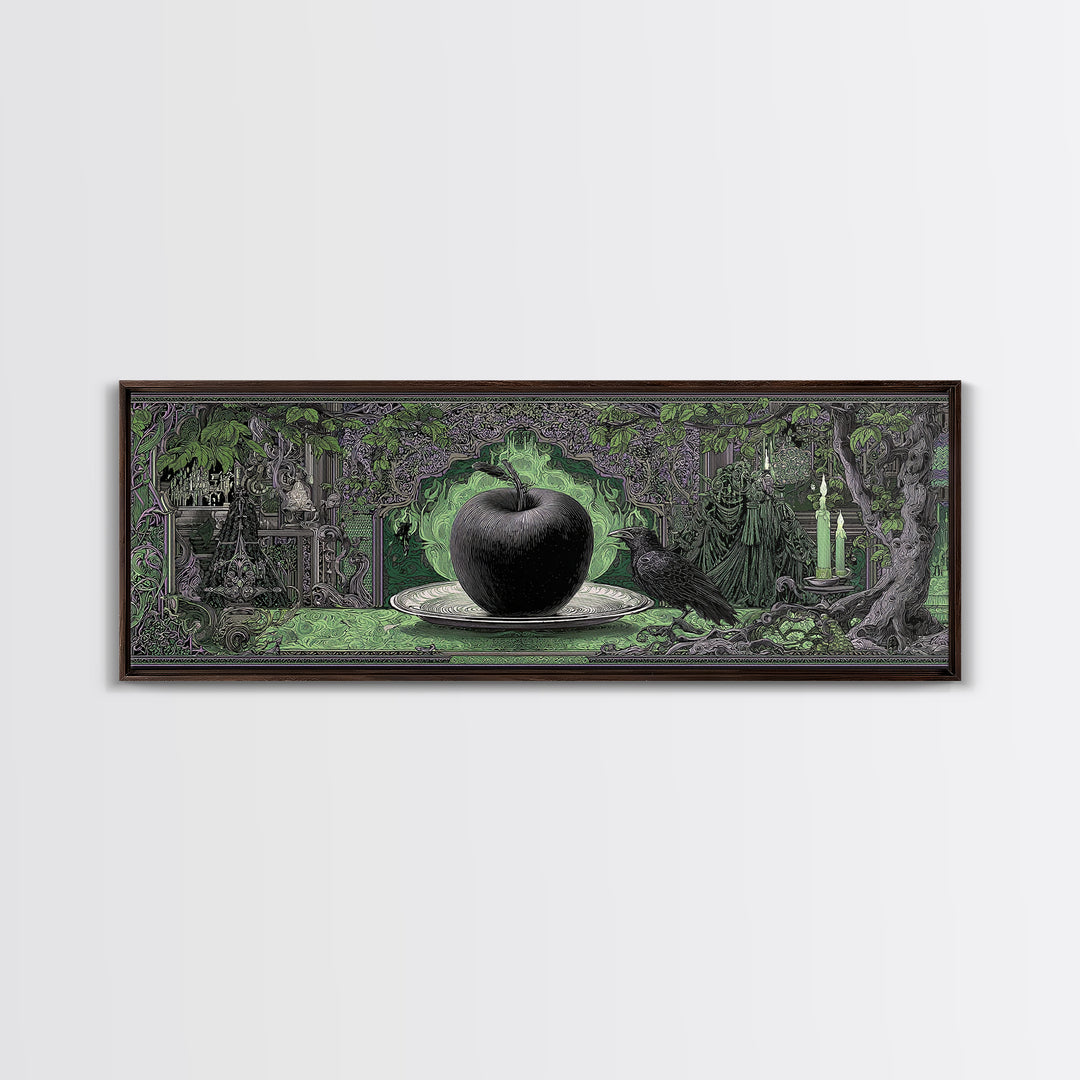 The Poisoned Apple, Stained Glass Gothic Art, Extra Wide Wall Art, Macabre Wall Art, Canvas Print, Halloween Wall Art, Statement Wall Art