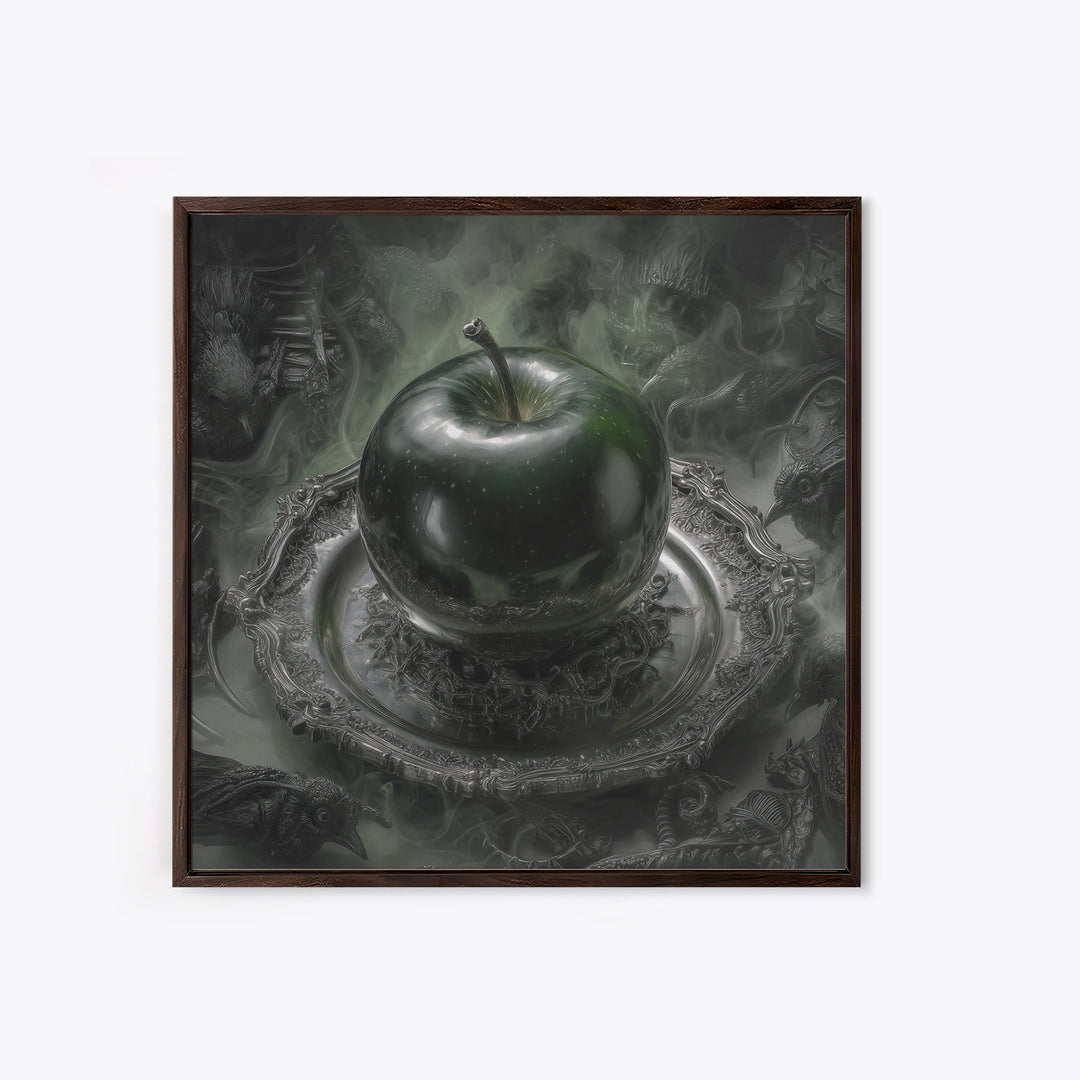 The Poisoned Apple, Biomechanical Horror Art, Square Wall Art, Dark Fantasy Wall Art, Canvas Print, Halloween Wall Art, Spooky Wall Decor
