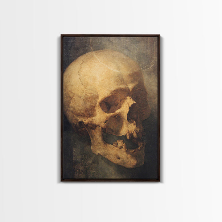 The Talking Skull, Dark Renaissance Art, Vertical Wall Art, Dark Halloween Decor, Framed Canvas Print, Halloween Wall Art