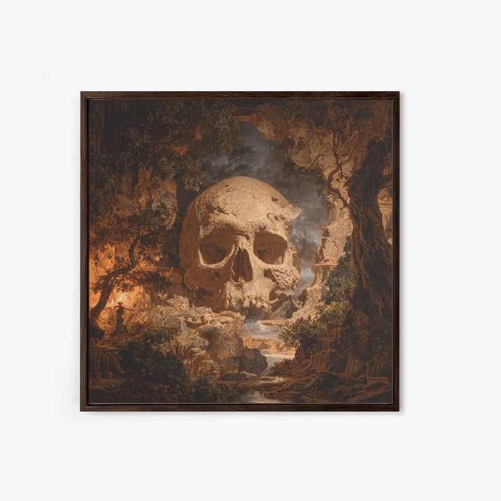 The Talking Skull, Baroque Witchcraft Art, Square Wall Art, Gothic Horror Wall Art, Canvas Print, Halloween Wall Art, Dark Fantasy Art