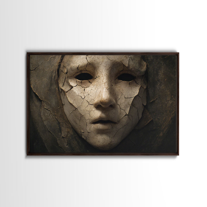 The Cracked Porcelain Mask, Symbolist Gothic Landscape, Landscape Wall Art, Gothic Horror Wall Art, Canvas Print, Halloween Wall Art