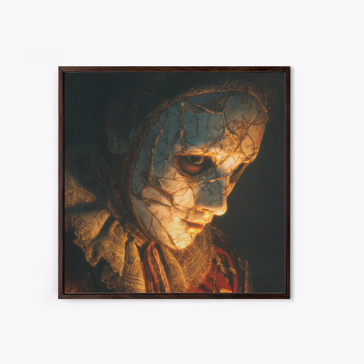 The Cracked Porcelain Mask, Decadent Gothic Art, Square Wall Art, Dark Fantasy Wall Art, Canvas Print, Halloween Wall Art