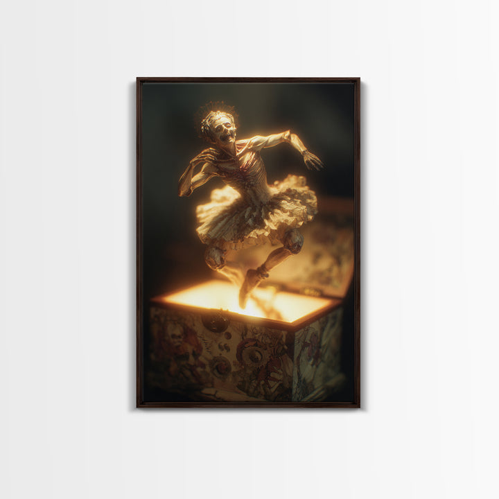 The Haunted Music Box, Dark Renaissance Art, Vertical Wall Art, Dark Fantasy Wall Art, Framed Canvas Print, Halloween Wall Art