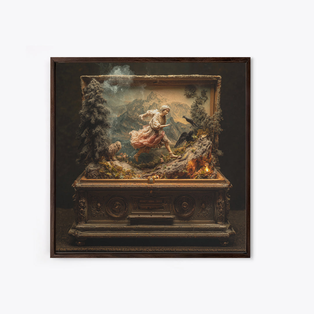 The Haunted Music Box, Baroque Witchcraft Art, Square Wall Art, Dark Halloween Decor, Canvas Print, Halloween Wall Art