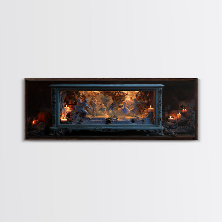 The Haunted Music Box, Visionary Gothic Art, Extra Wide Wall Art, Gothic Horror Wall Art, Canvas Print, Halloween Wall Art