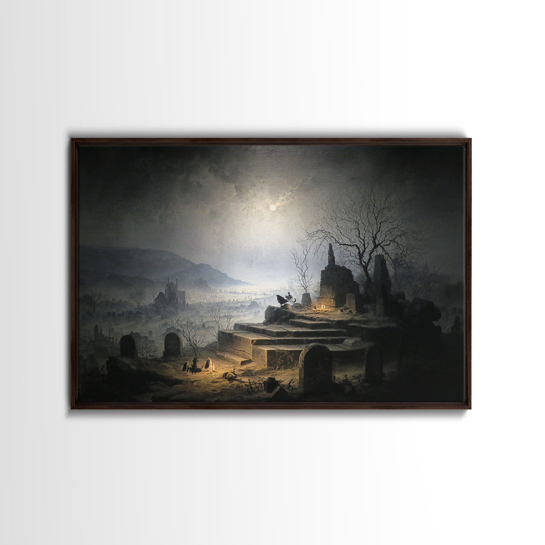 The Haunted Music Box, Romantic Gothic Landscape, Landscape Wall Art, Gothic Horror Wall Art, Framed Canvas Print