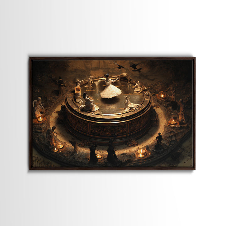 The Haunted Music Box, Symbolist Gothic Landscape, Landscape Wall Art, Dark Fantasy Wall Art, Canvas Print, Halloween Wall Art