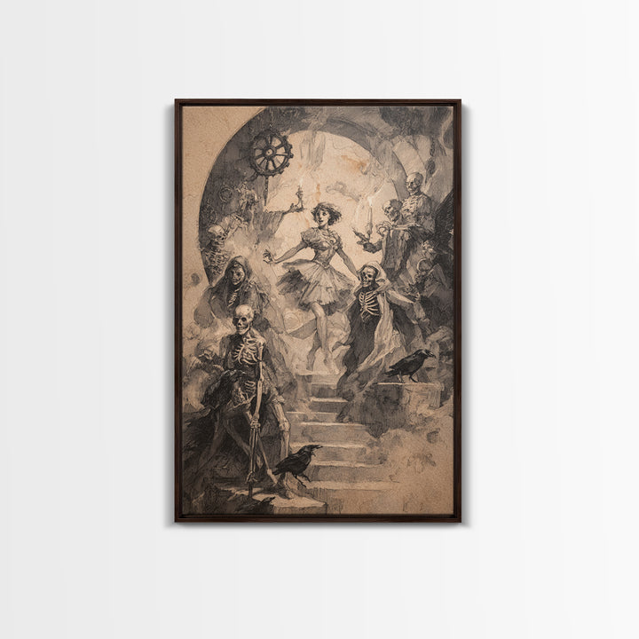 The Haunted Music Box, Decadent Gothic Art, Vertical Wall Art, Dark Halloween Decor, Canvas Print, Halloween Wall Art