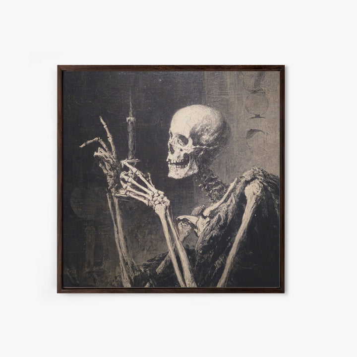 The Skeletal Hand Candleholder, Decadent Gothic Art, Square Wall Art, Gothic Horror Wall Art, Canvas Print, Halloween Wall Art