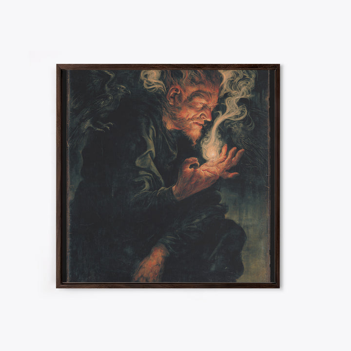 The Black Wax Candle, Dark Renaissance Art, Square Wall Art, Macabre Wall Art, Canvas Print, Halloween Wall Art