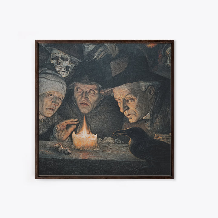 The Black Wax Candle, Danse Macabre Art, Square Wall Art, Dark Halloween Decor, Framed Canvas Print, Halloween Wall Art