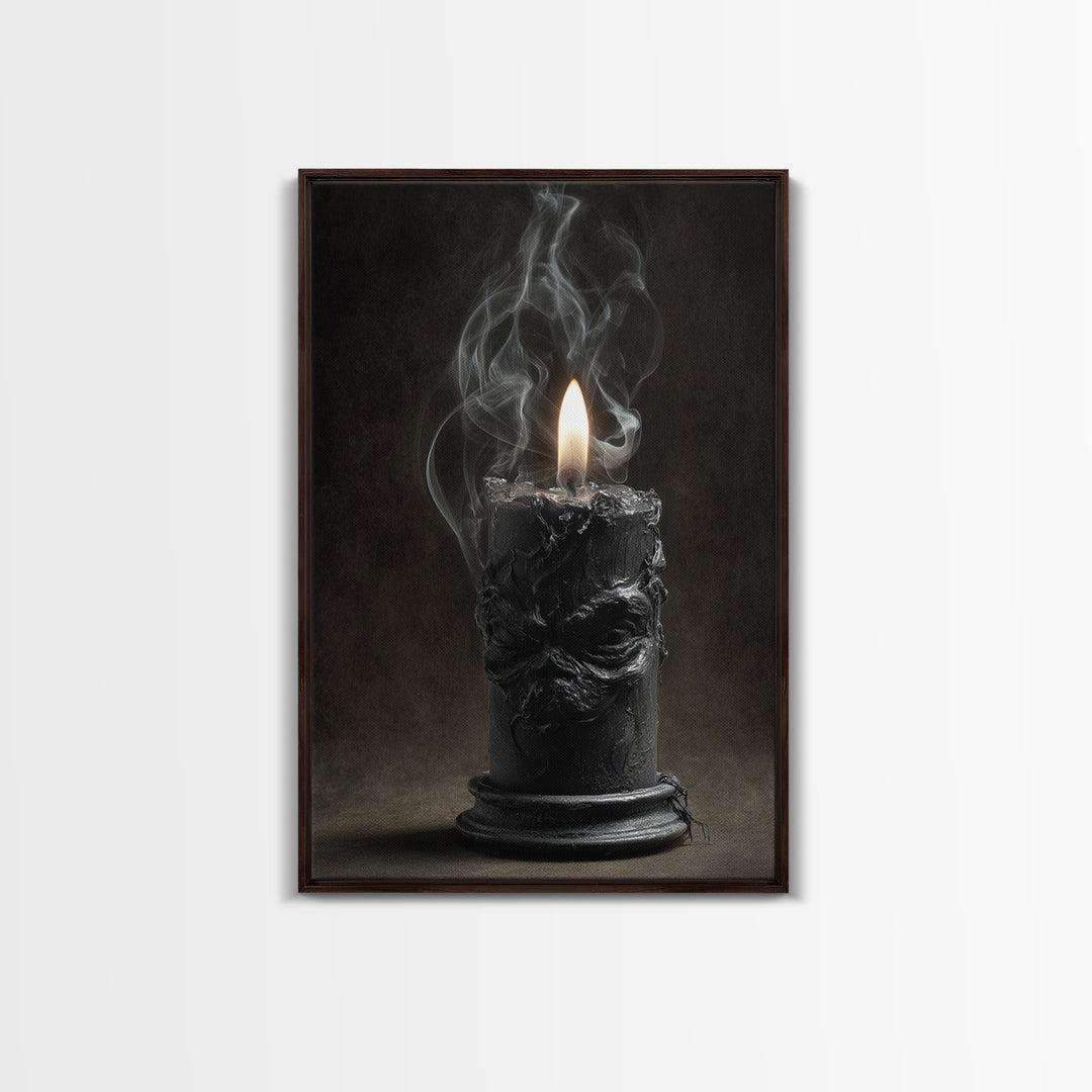 The Black Wax Candle, Dark Romantic Horror Art, Vertical Wall Art, Gothic Horror Wall Art, Canvas Print, Halloween Wall Art