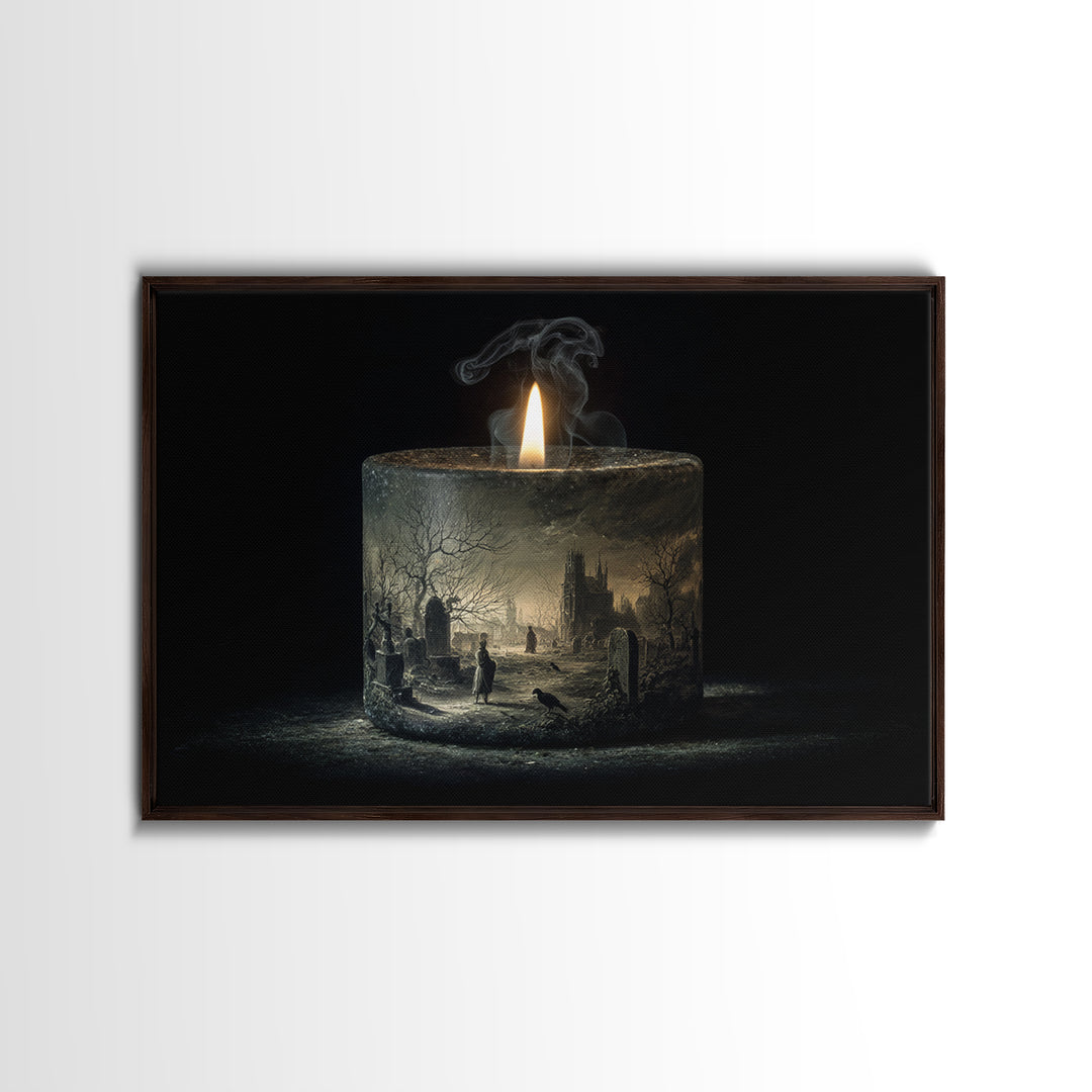 The Black Wax Candle, Romantic Gothic Landscape, Landscape Wall Art, Macabre Wall Art, Canvas Print, Halloween Wall Art