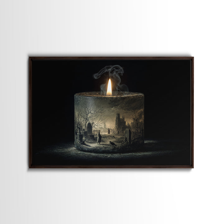 The Black Wax Candle, Romantic Gothic Landscape, Landscape Wall Art, Macabre Wall Art, Canvas Print, Halloween Wall Art