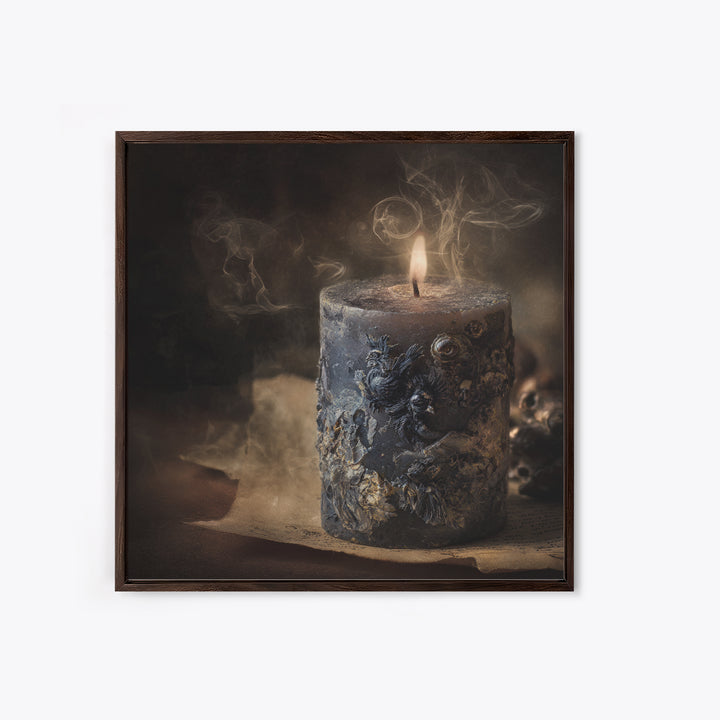 The Black Wax Candle, Symbolist Dream Art, Square Wall Art, Dark Fantasy Wall Art, Canvas Print, Halloween Wall Art, Gothic Home Decor