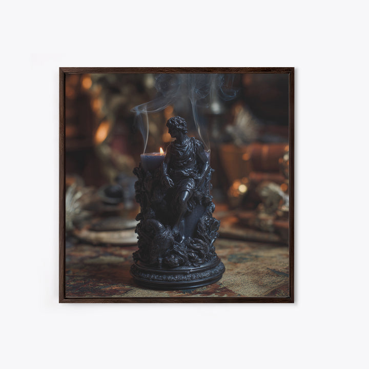 The Black Wax Candle, Ornate Symbolist Art, Square Wall Art, Dark Fantasy Wall Art, Framed Canvas Print, Halloween Wall Art