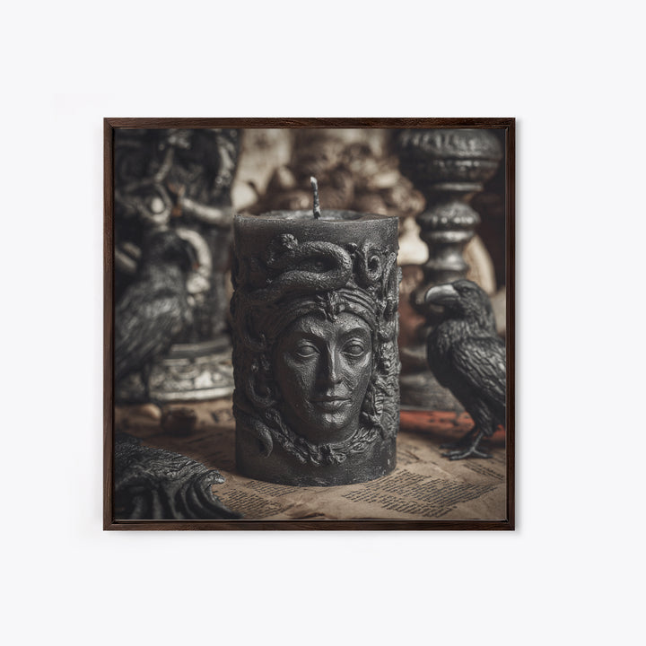 The Black Wax Candle, Dark Symbolist Art, Square Wall Art, Gothic Horror Wall Art, Canvas Print, Halloween Wall Art