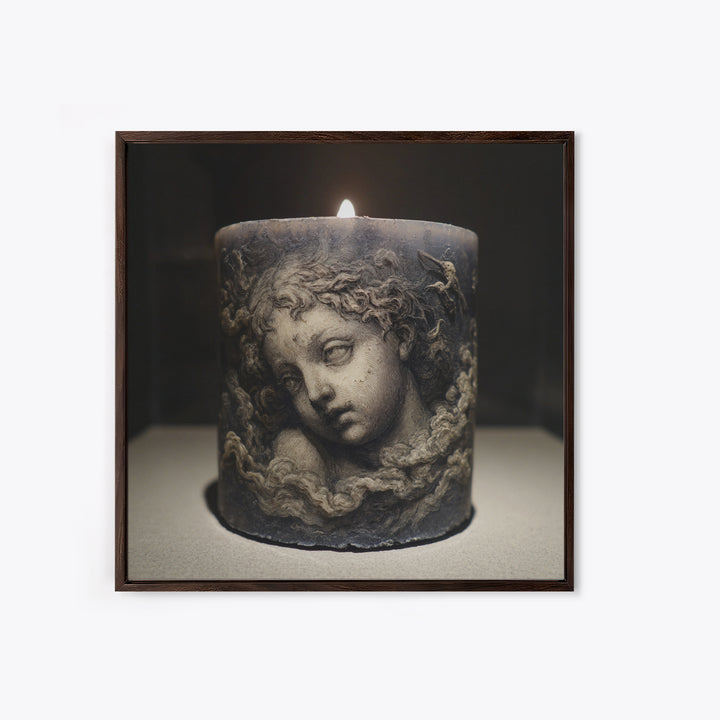The Black Wax Candle, Symbolist Etching Art, Square Wall Art, Macabre Wall Art, Framed Canvas Print, Halloween Wall Art