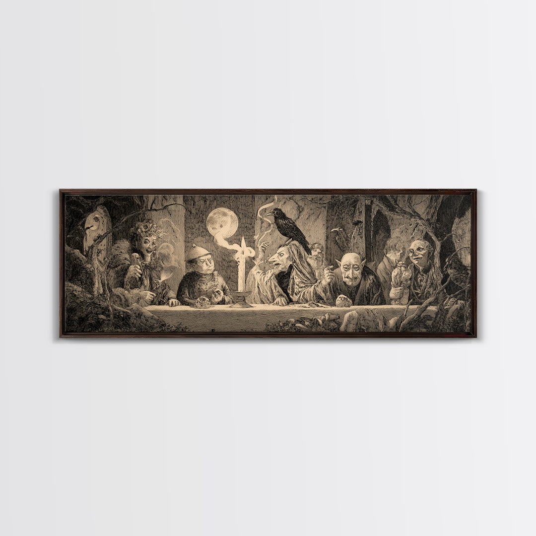 The Black Wax Candle, Expressionist Nightmare Art, Extra Wide Wall Art, Gothic Horror Wall Art, Framed Canvas Print, Halloween Wall Art