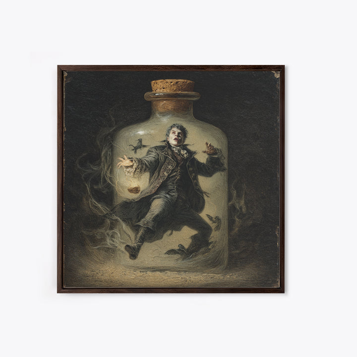 The Bottled Ghost, Gothic Nightmare Art, Square Wall Art, Gothic Horror Wall Art, Canvas Print, Halloween Wall Art, Seasonal Home Decor