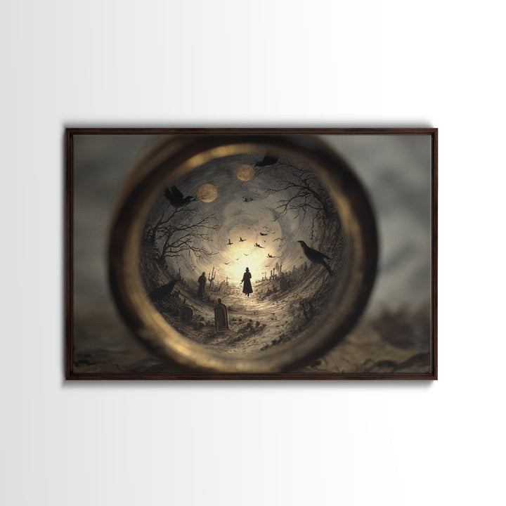 The Bottled Ghost, Romantic Gothic Landscape, Landscape Wall Art, Dark Halloween Decor, Framed Canvas Print, Halloween Wall Art
