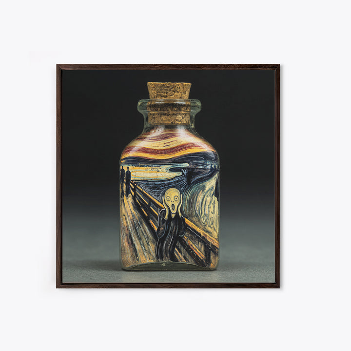 The Bottled Ghost, Expressionist Gothic Art, Square Wall Art, Gothic Horror Wall Art, Framed Canvas Print, Halloween Wall Art