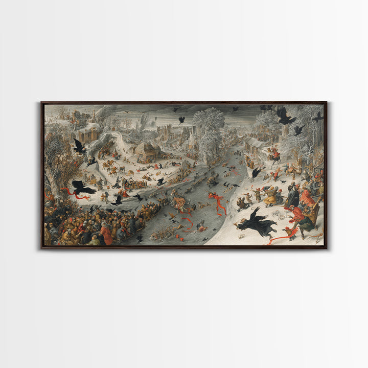 The Coffin Key, Northern Renaissance Horror, Wide Panoramic Art, Gothic Horror Wall Art, Framed Canvas Print, Halloween Wall Art