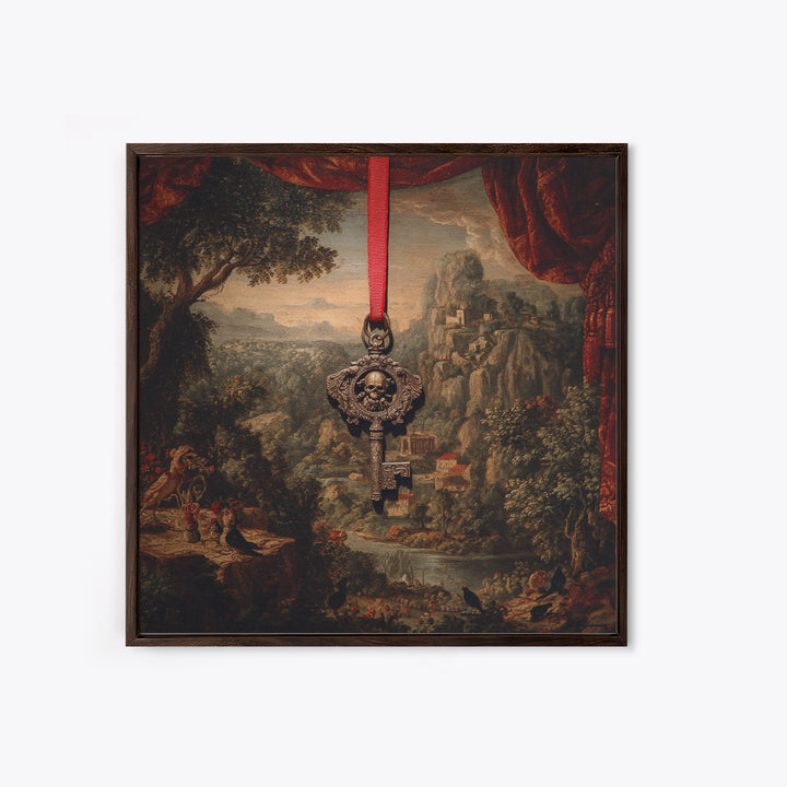 The Coffin Key, Baroque Witchcraft Art, Square Wall Art, Dark Fantasy Wall Art, Canvas Print, Halloween Wall Art, Horror Wall Art