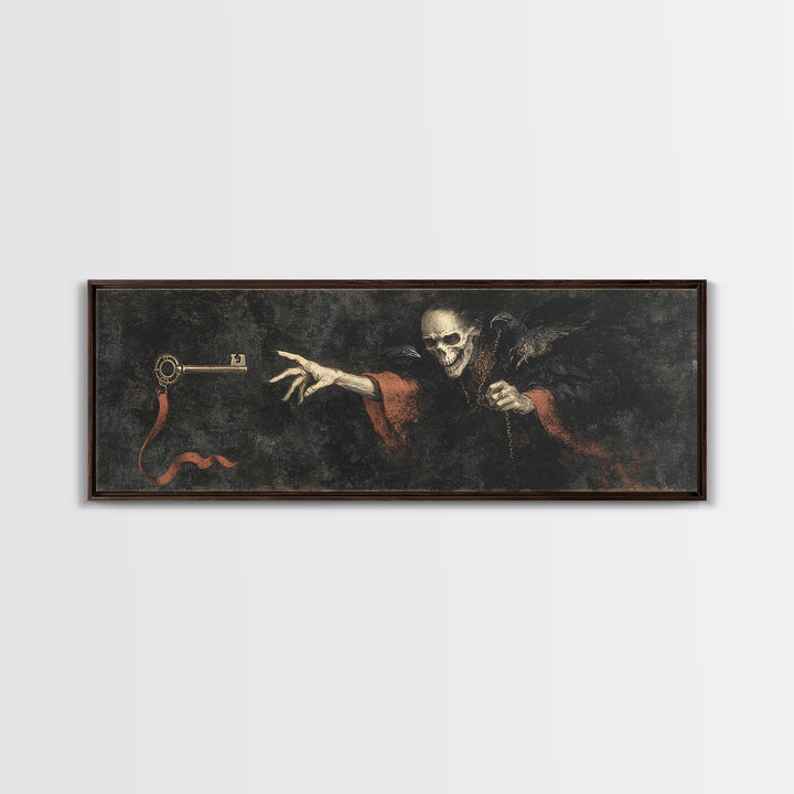 The Coffin Key, Dark Romantic Horror Art, Extra Wide Wall Art, Gothic Horror Wall Art, Framed Canvas Print, Halloween Wall Art
