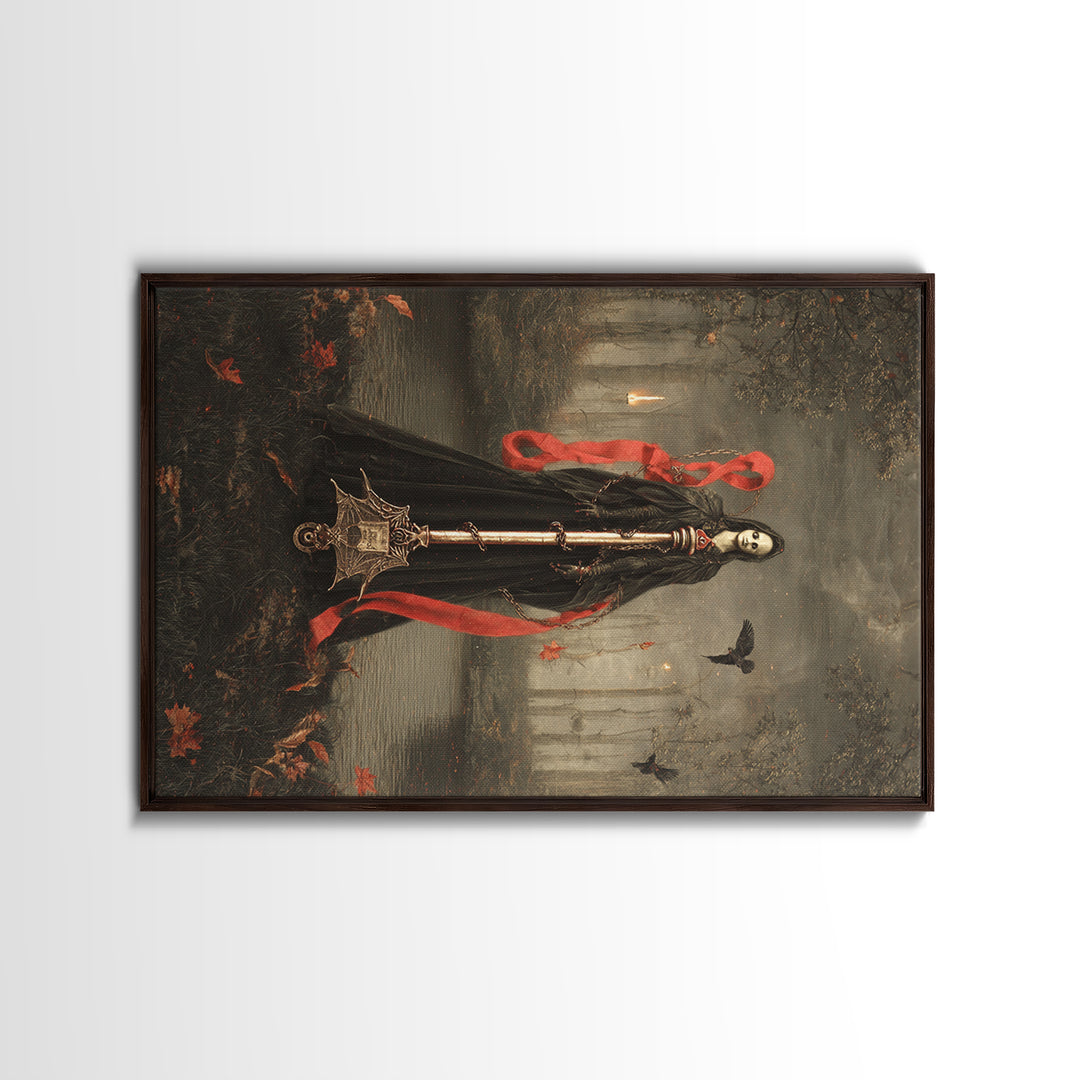 The Coffin Key, Symbolist Gothic Landscape, Landscape Wall Art, Macabre Wall Art, Framed Canvas Print, Halloween Wall Art