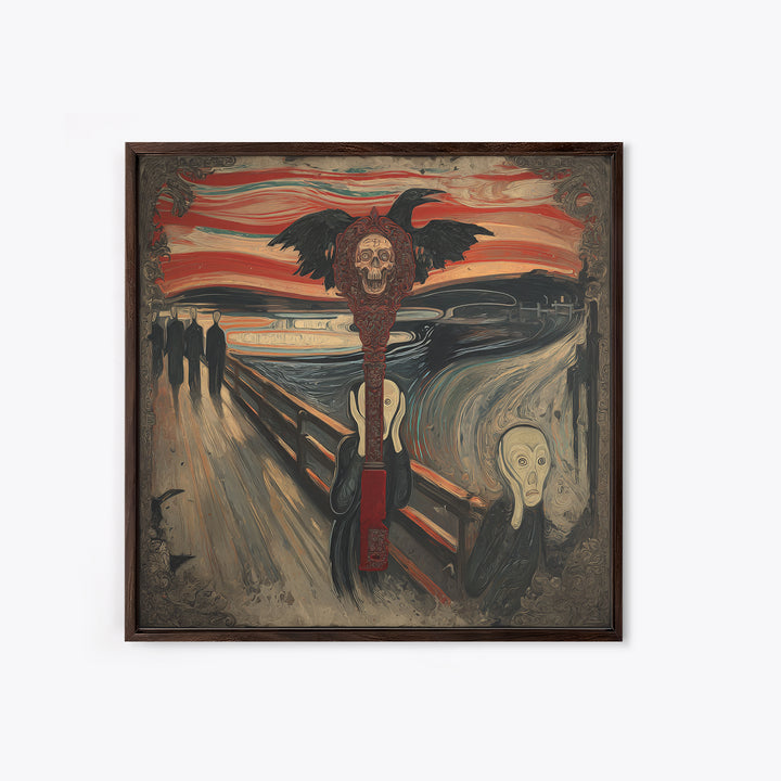 The Coffin Key, Expressionist Gothic Art, Square Wall Art, Dark Halloween Decor, Framed Canvas Print, Halloween Wall Art, Dark Fantasy Art