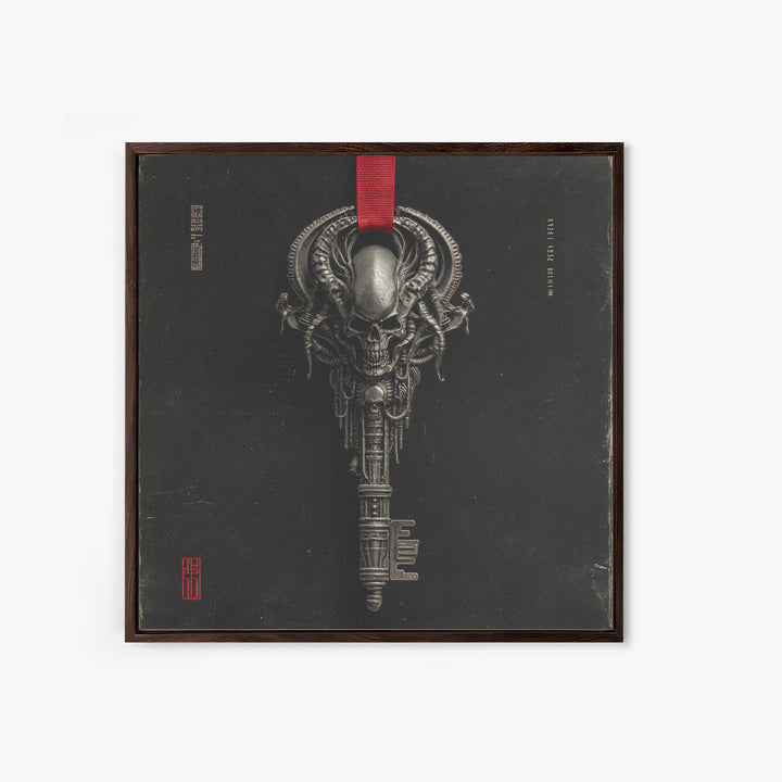 The Coffin Key, Biomechanical Horror Art, Square Wall Art, Dark Halloween Decor, Framed Canvas Print, Halloween Wall Art, Gothic Home Decor