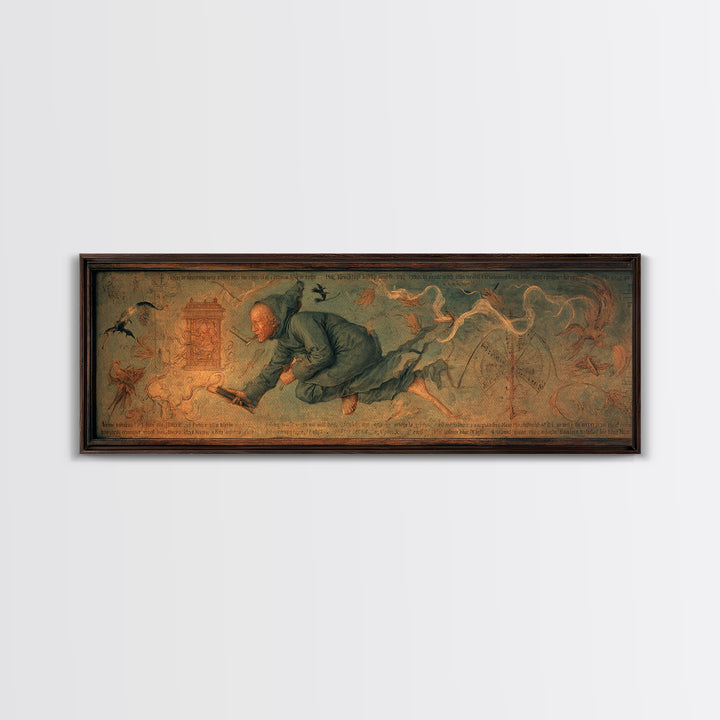 The Antique Spirit Board, Medieval Grotesque Art, Extra Wide Wall Art, Dark Fantasy Wall Art, Canvas Print, Halloween Wall Art