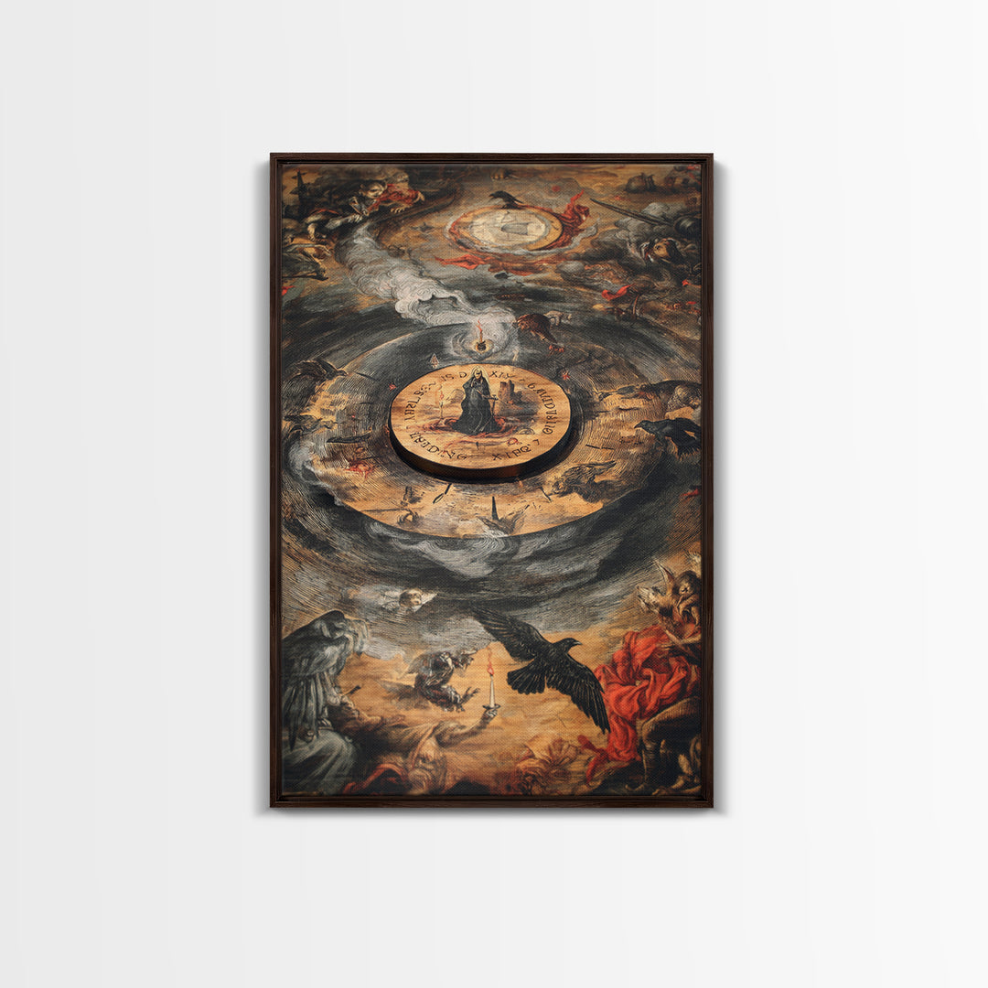 The Antique Spirit Board, Dark Renaissance Art, Vertical Wall Art, Dark Halloween Decor, Canvas Print, Halloween Wall Art