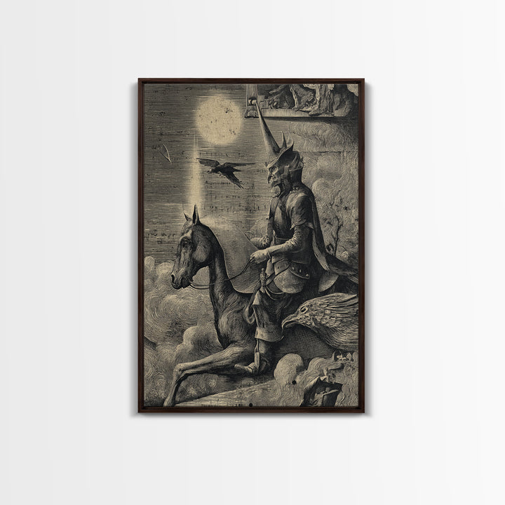 The Antique Spirit Board, Renaissance Engraving Art, Vertical Wall Art, Dark Fantasy Wall Art, Canvas Print, Halloween Wall Art