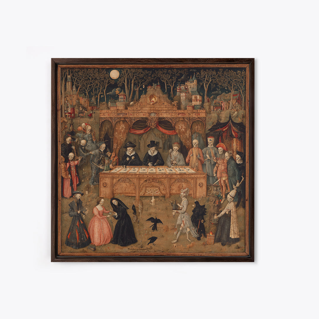 The Antique Spirit Board, Danse Macabre Art, Square Wall Art, Dark Fantasy Wall Art, Framed Canvas Print