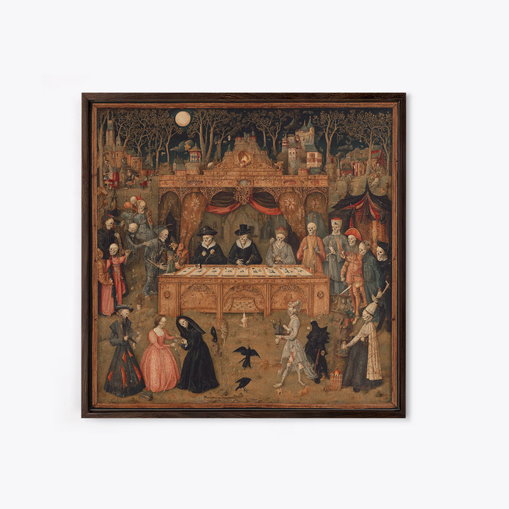 The Antique Spirit Board, Danse Macabre Art, Square Wall Art, Dark Fantasy Wall Art, Framed Canvas Print