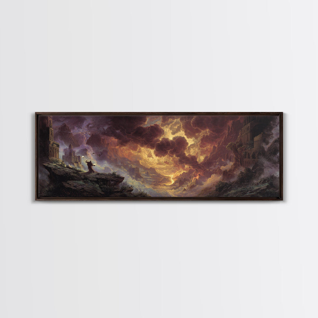 The Antique Spirit Board, Apocalyptic Romantic Art, Extra Wide Wall Art, Dark Fantasy Wall Art, Framed Canvas Print, Halloween Wall Art