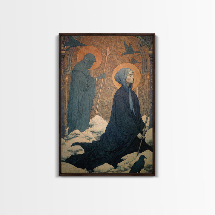The Antique Spirit Board, Symbolist Death Art, Vertical Wall Art, Macabre Wall Art, Framed Canvas Print, Halloween Wall Art