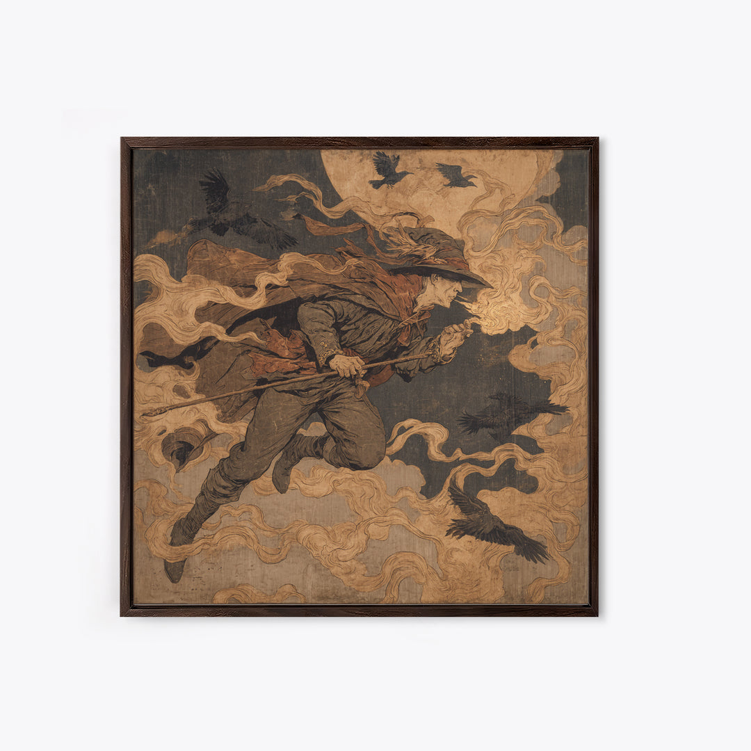 The Antique Spirit Board, Symbolist Etching Art, Square Wall Art, Gothic Horror Wall Art, Canvas Print, Halloween Wall Art