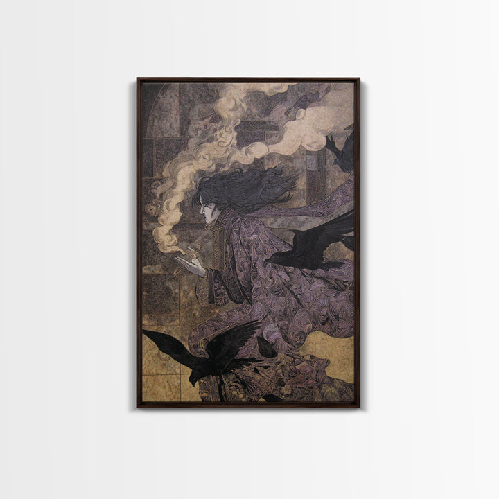The Antique Spirit Board, Stained Glass Gothic Art, Vertical Wall Art, Dark Fantasy Wall Art, Canvas Print, Halloween Wall Art