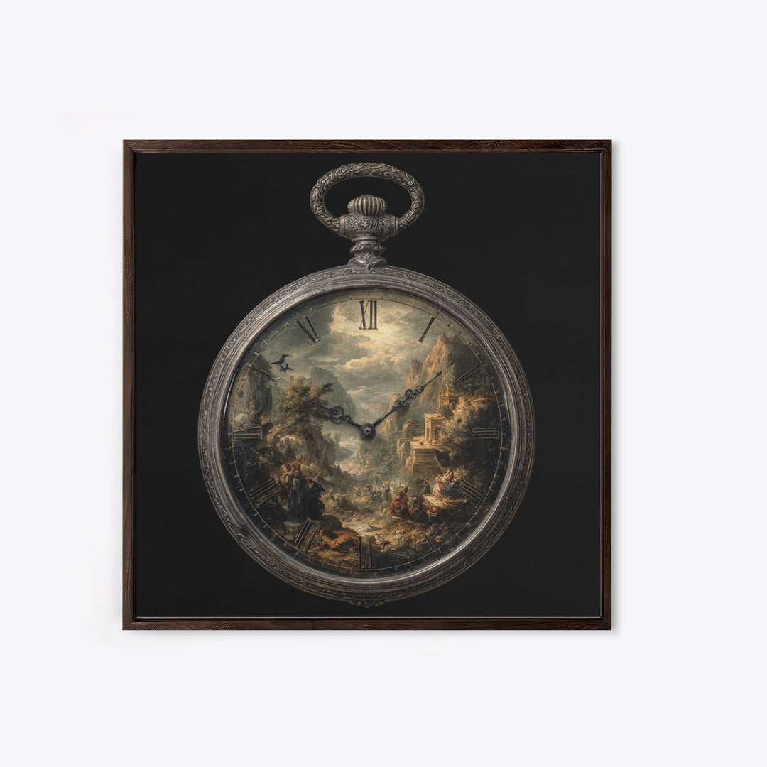 The Cursed Pocket Watch, Baroque Witchcraft Art, Square Wall Art, Dark Halloween Decor, Canvas Print, Halloween Wall Art