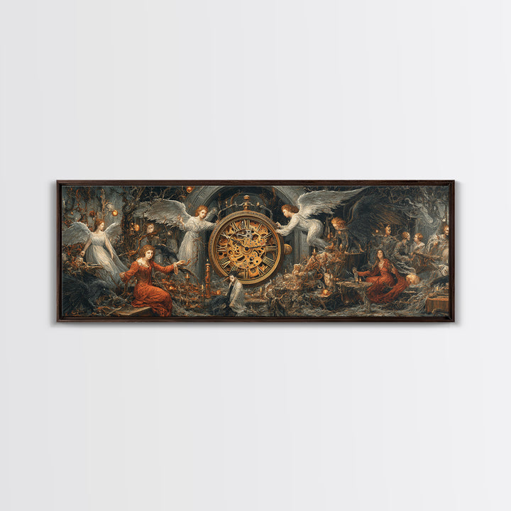 The Cursed Pocket Watch, Visionary Gothic Art, Extra Wide Wall Art, Gothic Horror Wall Art, Canvas Print, Halloween Wall Art