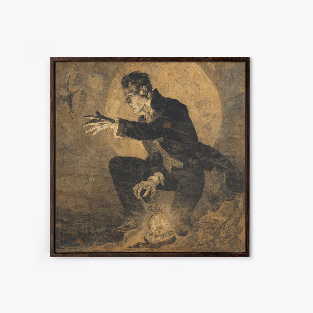 The Cursed Pocket Watch, Decadent Gothic Art, Square Wall Art, Dark Fantasy Wall Art, Framed Canvas Print, Halloween Wall Art