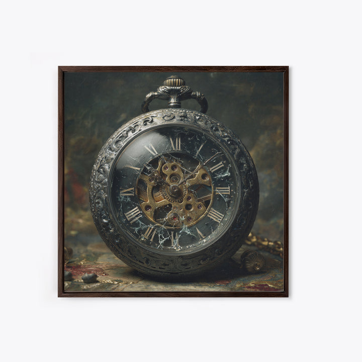 The Cursed Pocket Watch, Dark Symbolist Art, Square Wall Art, Dark Fantasy Wall Art, Framed Canvas Print, Halloween Wall Art