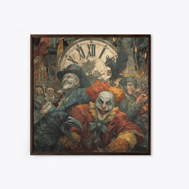The Cursed Pocket Watch, Grotesque Carnival Art, Square Wall Art, Dark Fantasy Wall Art, Canvas Print, Halloween Wall Art