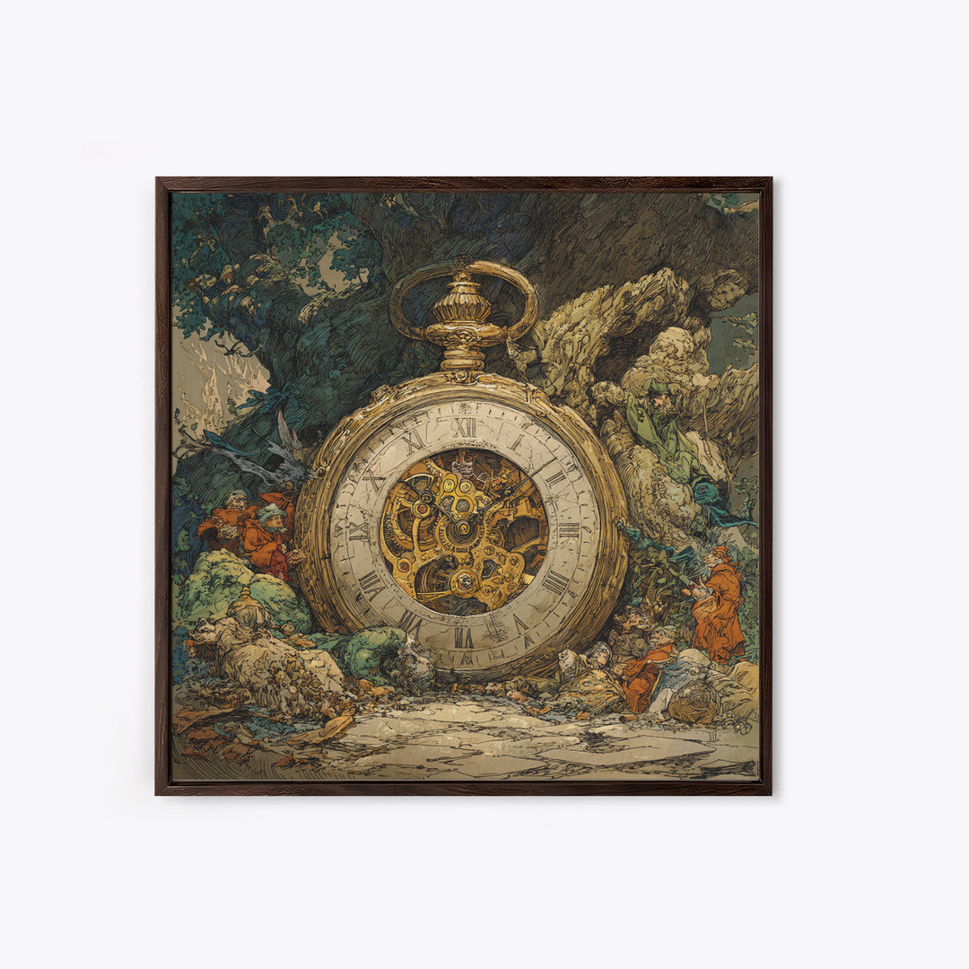 The Cursed Pocket Watch, Gothic Storybook Art, Square Wall Art, Macabre Wall Art, Canvas Print, Halloween Wall Art, Halloween Decor